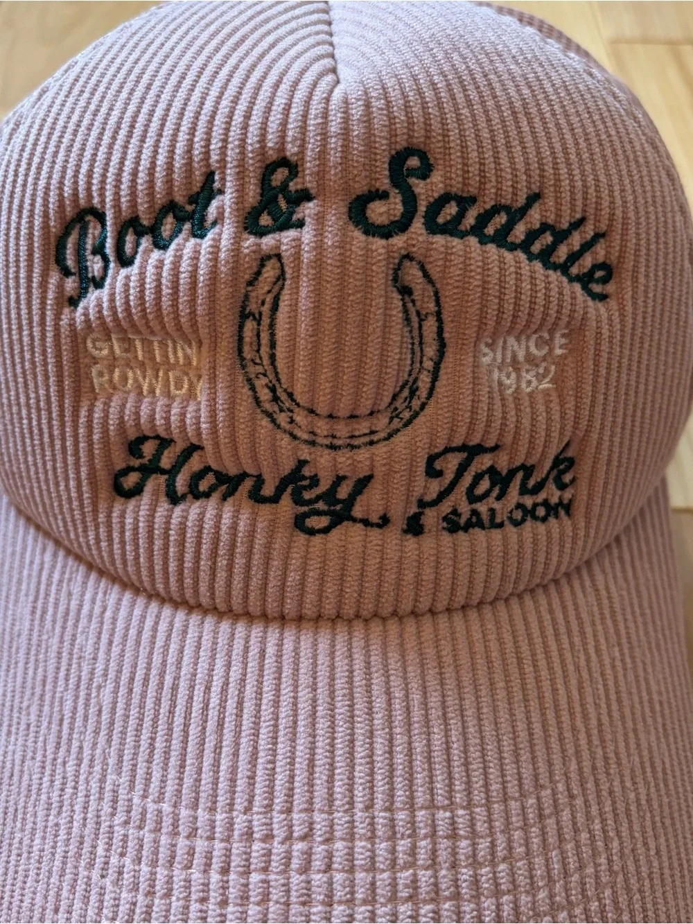 NEW Anthropologie Boot & Saddle Pink Corduroy Honky Tonk Saloon Trucker Hat